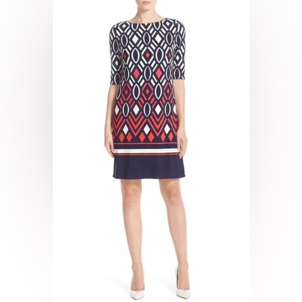 #27 ELIZA J • COLORFUL GEOMETRIC • SHEATH DRESS